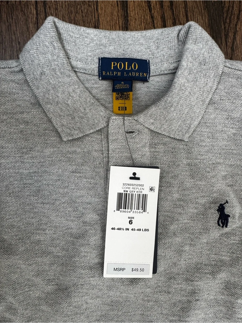 Ralph Lauren Grey Short-Sleeve Polo with Navy Pony